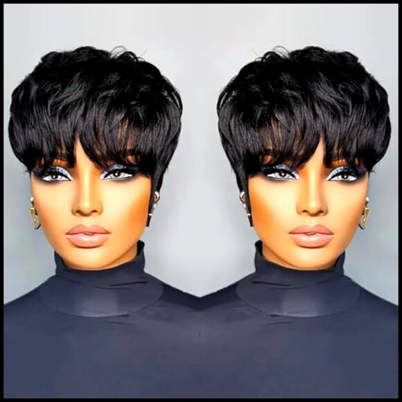 Short Layered Pixie Cut Wig Glueless Machine Made Human Hair Daily Wear main image 5
